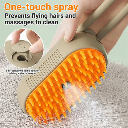 3-in-1 Steam Pet Brush – Groom, Massage & De-Shed