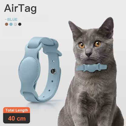 Smart Anti-Lost Pet Collar with AirTag Holder – Premium Leather Design