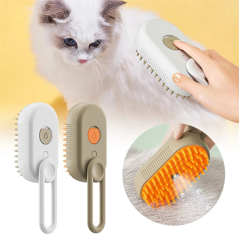3-in-1 Steam Pet Brush – Groom, Massage & De-Shed