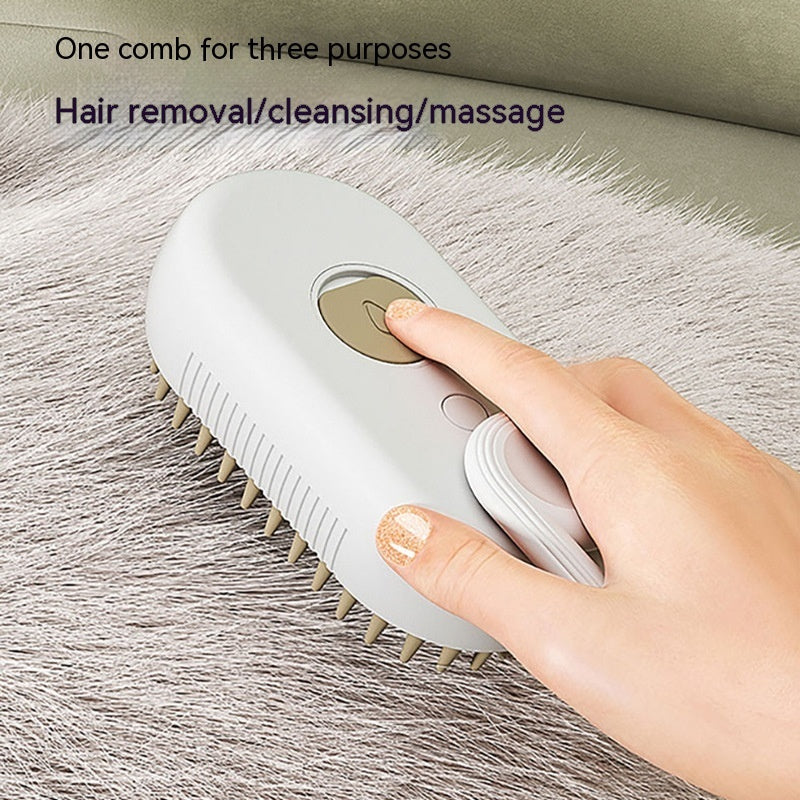 3-in-1 Steam Pet Brush – Groom, Massage & De-Shed
