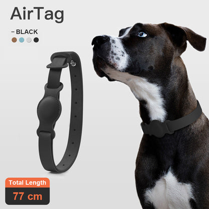 Smart Anti-Lost Pet Collar with AirTag Holder – Premium Leather Design