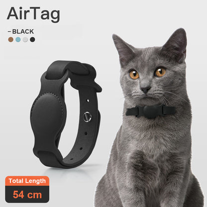 Smart Anti-Lost Pet Collar with AirTag Holder – Premium Leather Design