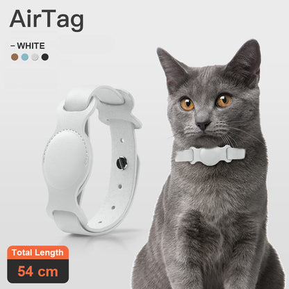 Smart Anti-Lost Pet Collar with AirTag Holder – Premium Leather Design