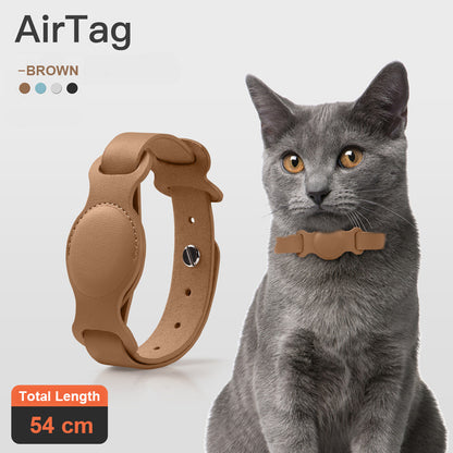 Smart Anti-Lost Pet Collar with AirTag Holder – Premium Leather Design
